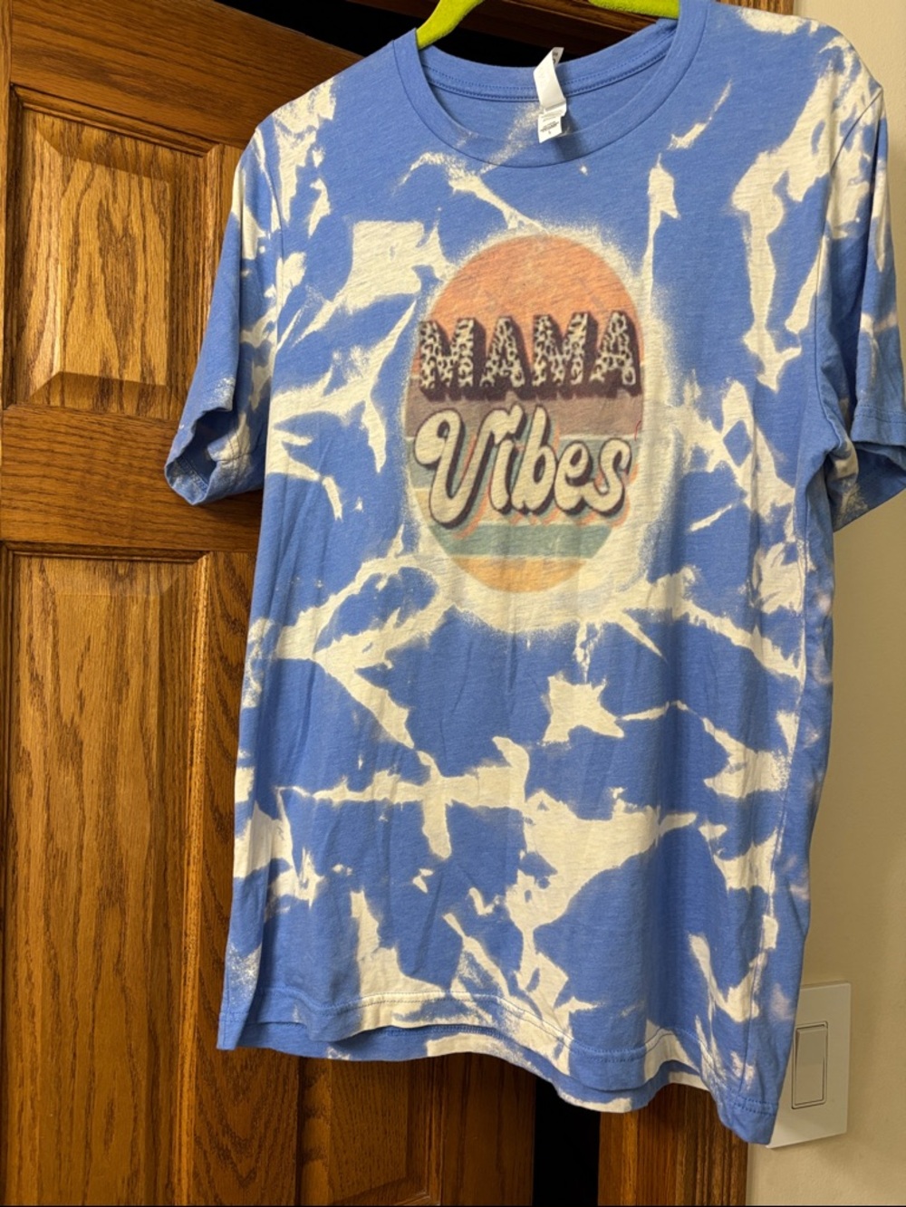Bella Canvas Blue and White Tie-Dye "Mama Vibes" Short Sleeve Tee